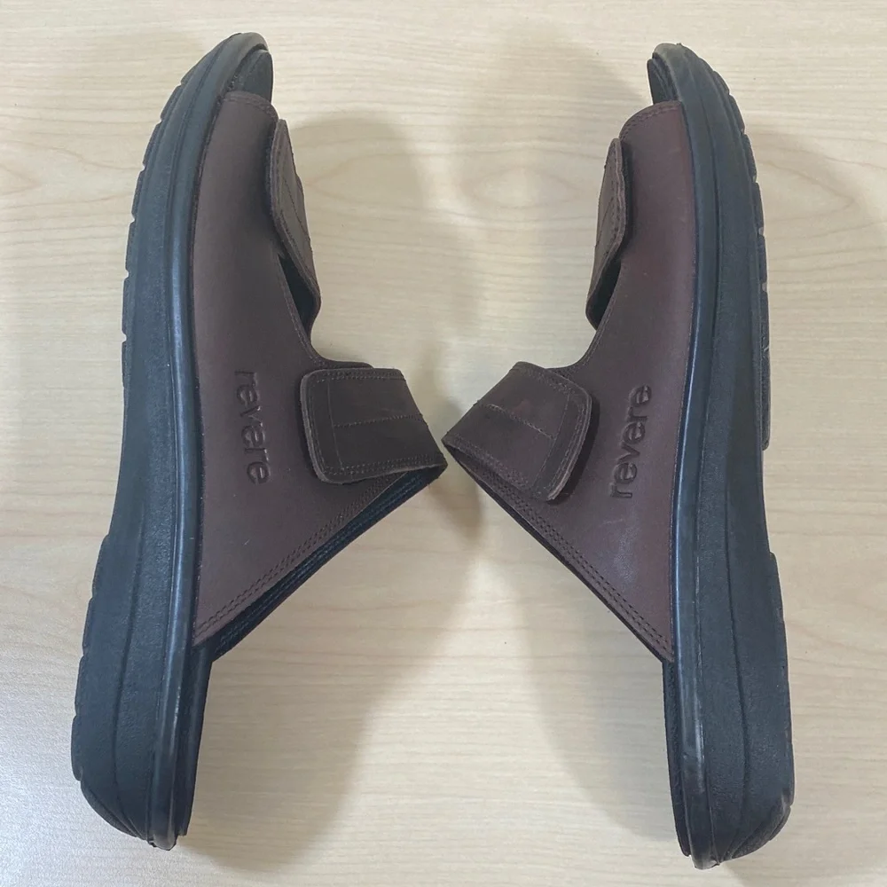 Men's Brown Leather Slide Sandals with Adjustable Straps - Picture 7 of 11